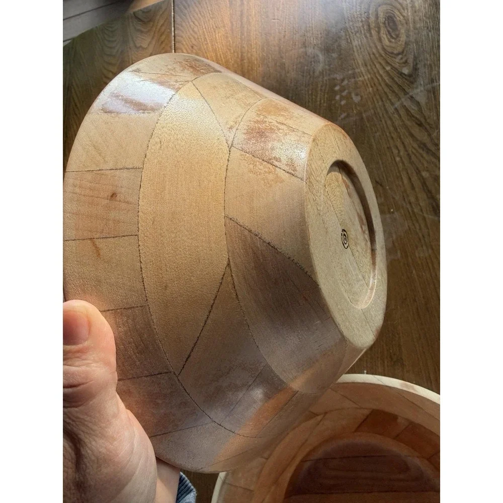 Vintage Wooden Bowls Set of 2 MCM Japan